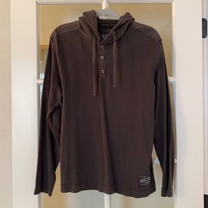 Broken Threads long sleeve hoodie tee shirt brown gray L